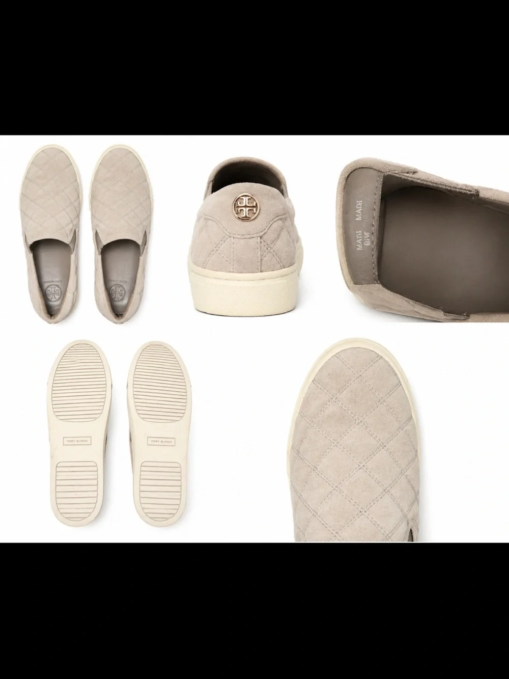 Tory Burch Quilted Slip-On Flats in Beige